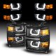 Chevy Silverado 1500 2014-2015 Black Projector Headlights LED U-Bar