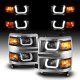 Chevy Silverado 1500 2014-2015 Black Projector Headlights LED U-Bar Chrome Trim