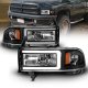 Dodge Ram 1994-2001 Black DRL Headlights