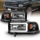 Dodge Ram 2500 1994-2002 Black DRL Headlights