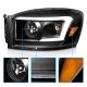 Dodge Ram 2006-2008 Black Headlights DRL