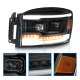 Dodge Ram 2500 2006-2009 Black Projector Headlights Facelift LED DRL Signals