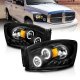Dodge Ram 2500 2006-2009 Black Projector Headlights LED Halo