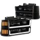 Chevy 3500 Pickup 1994-1998 Black Smoked LED DRL Headlights Bumper Side Marker Lights