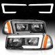 GMC Sierra 1500HD 2001-2007 Black Headlights LED DRL