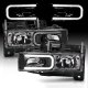 Chevy Silverado 1994-1998 Black Headlights C-Tube DRL