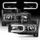 GMC Jimmy Full Size 1992-1994 Black Headlights C-Tube DRL