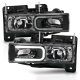 GMC Sierra 1988-1998 Black Headlights C-Tube DRL