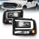 Ford F250 Super Duty 1999-2004 Black Tube DRL Headlights