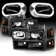 Chevy Suburban 1994-1999 Black Halo Headlights Set