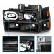 Chevy Suburban 1994-1999 Black Halo Headlights Set