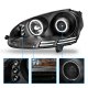 VW Rabbit 2006-2009 Black Projector Headlights LED Halo