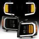 Chevy Silverado 2007-2013 Black Smoked Projector Headlights LED DRL Signals