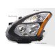 Nissan Rogue 2008-2013 Black Halogen Headlights