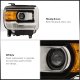 2015 GMC Sierra 3500HD Black Projector Headlights LED Signature DRL
