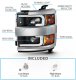 Chevy Silverado 2500HD 2015-2019 Black LED DRL Projector Headlights Chrome Bezels A1