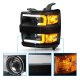 Chevy Silverado 3500HD 2015-2019 Black Projector Headlights LED Switchback A2