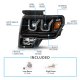 Ford F150 2009-2014 Black Projector Headlights LED DRL Switchback A3