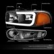 GMC Yukon XL Denali 2001-2006 Black Headlights Set LED DRL N2