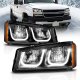 Chevy Silverado 2500 2003-2004 Black Headlights LED DRL A1