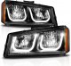 Chevy Silverado 3500 2003-2006 Black Headlights LED DRL A1