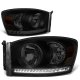 Dodge Ram 3500 2006-2009 Black Smoked Headlights LED Lights