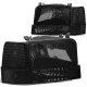 Ford F250 1992-1996 Black Smoked Headlights and Bumper Lights Set