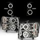 Chevy Silverado 2007-2013 Clear Dual Halo Projector Headlights with LED