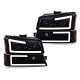 Chevy Silverado 2500HD 2003-2006 Black Smoked Tube DRL Headlights Bumper Lights