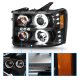 GMC Sierra 2007-2013 Black Projector Headlights with Halo and LED