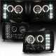 GMC Sierra 3500HD 2007-2014 Black Smoked Dual Halo Projector Headlights with LED
