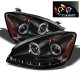 Nissan Altima 2002-2004 Black Dual Halo Projector Headlights with LED