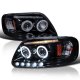 Ford Expedition 1997-2002 Black Smoked Halo Projector Headlights with LED Eyebrow