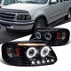 Ford Expedition 1997-2002 Black Smoked Halo Projector Headlights with LED Eyebrow