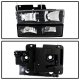 GMC Sierra 2500 1994-2000 Black Euro Headlights and Bumper Lights