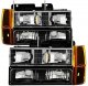 GMC Suburban 1994-1999 Black Euro Headlights and Bumper Lights
