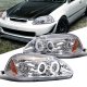 Honda Civic 1996-1998 Clear Dual Halo Projector Headlights with LED