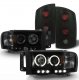 Dodge Ram 2500 2003-2005 Black Smoked Halo Projector Headlights and Tail Lights