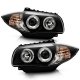 BMW 128i 2008-2013 E82 E88 Black Dual Halo Projector Headlights