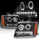 Chevy Avalanche 2007-2014 Black Halo Projector Headlights LED