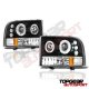 Ford F350 Super Duty 1999-2004 Black Dual Halo Projector Headlights with LED