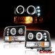 Ford F350 Super Duty 1999-2004 Black Dual Halo Projector Headlights with LED