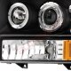 Ford F350 Super Duty 1999-2004 Black Dual Halo Projector Headlights with LED