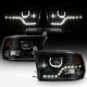 Dodge Ram 2009-2018 Black Smoked Halo Projector Headlights LED DRL