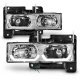 Chevy 3500 Pickup 1988-1998 Clear Headlights U-shaped LED DRL