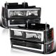 Chevy 2500 Pickup 1994-1998 Black LED Tube Headlights and Bumper Lights Set