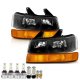 Chevy Express 2003-2026 Black Euro Headlight Amber Bulbs Set Complete Kit