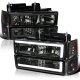 Chevy Suburban 1994-1999 Smoked LED Tube Headlights and Bumper Lights Set