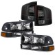 Chevy S10 1998-2004 Black Headlights Set Tube LED Tail Lights