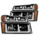 GMC Canyon 2004-2012 Black Headlights Set LED DRL